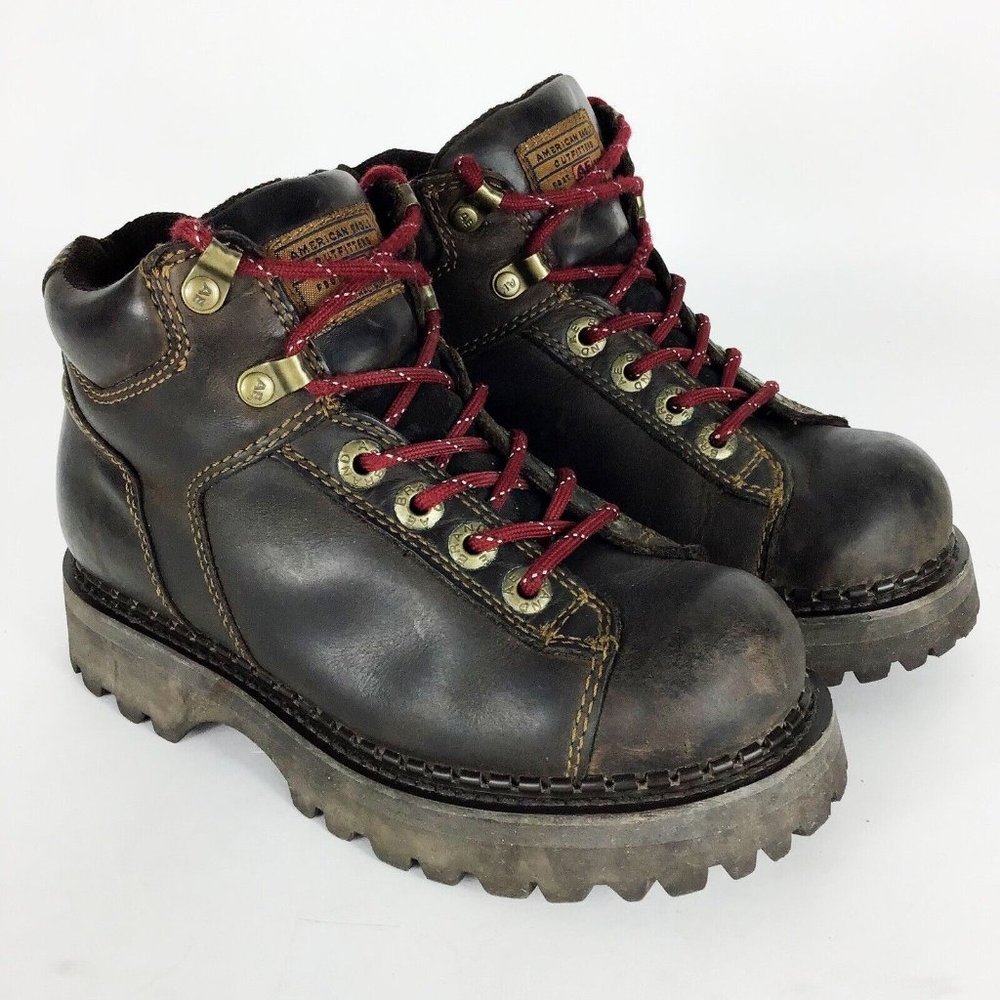 Vtg American Eagle Y2K 90s Jammers Chunky Platform Boots Brown Leather Womens 7